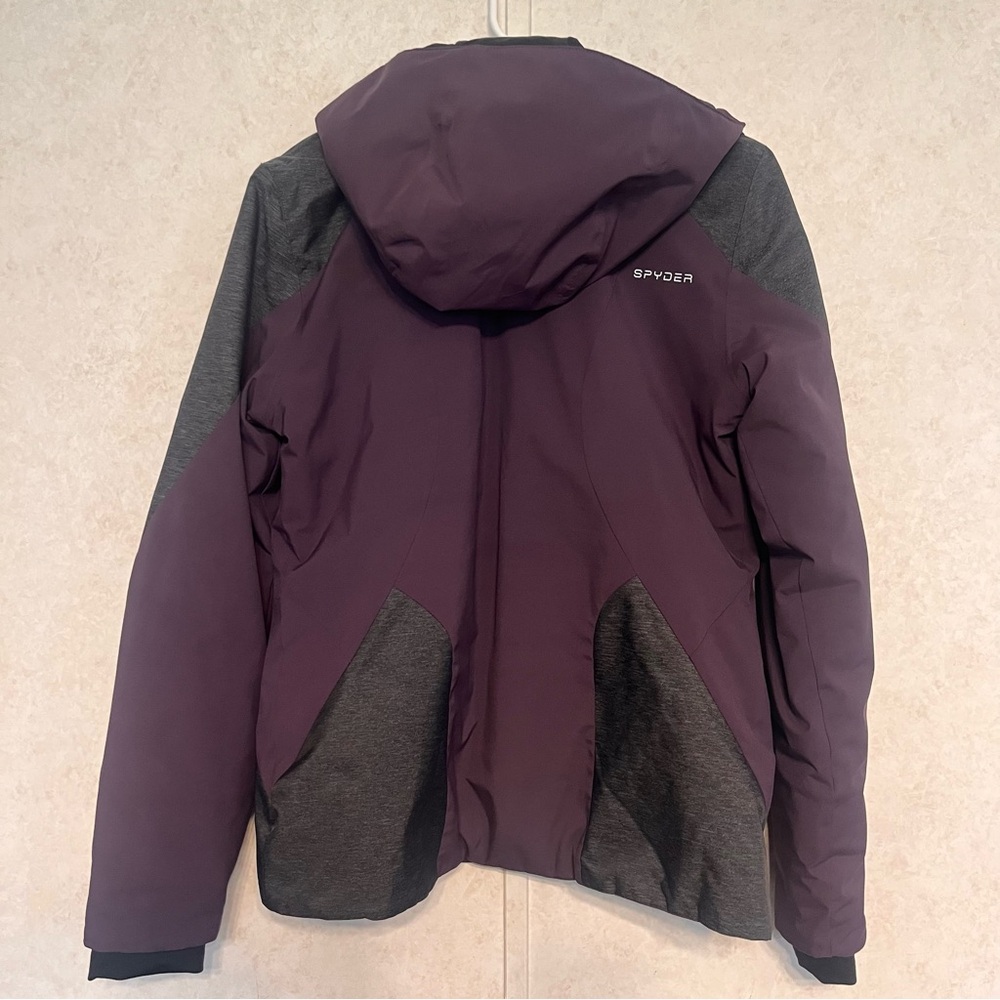 Spyder Women's Plum and Charcoal Hooded Ski Jacket - Picture 2 of 5